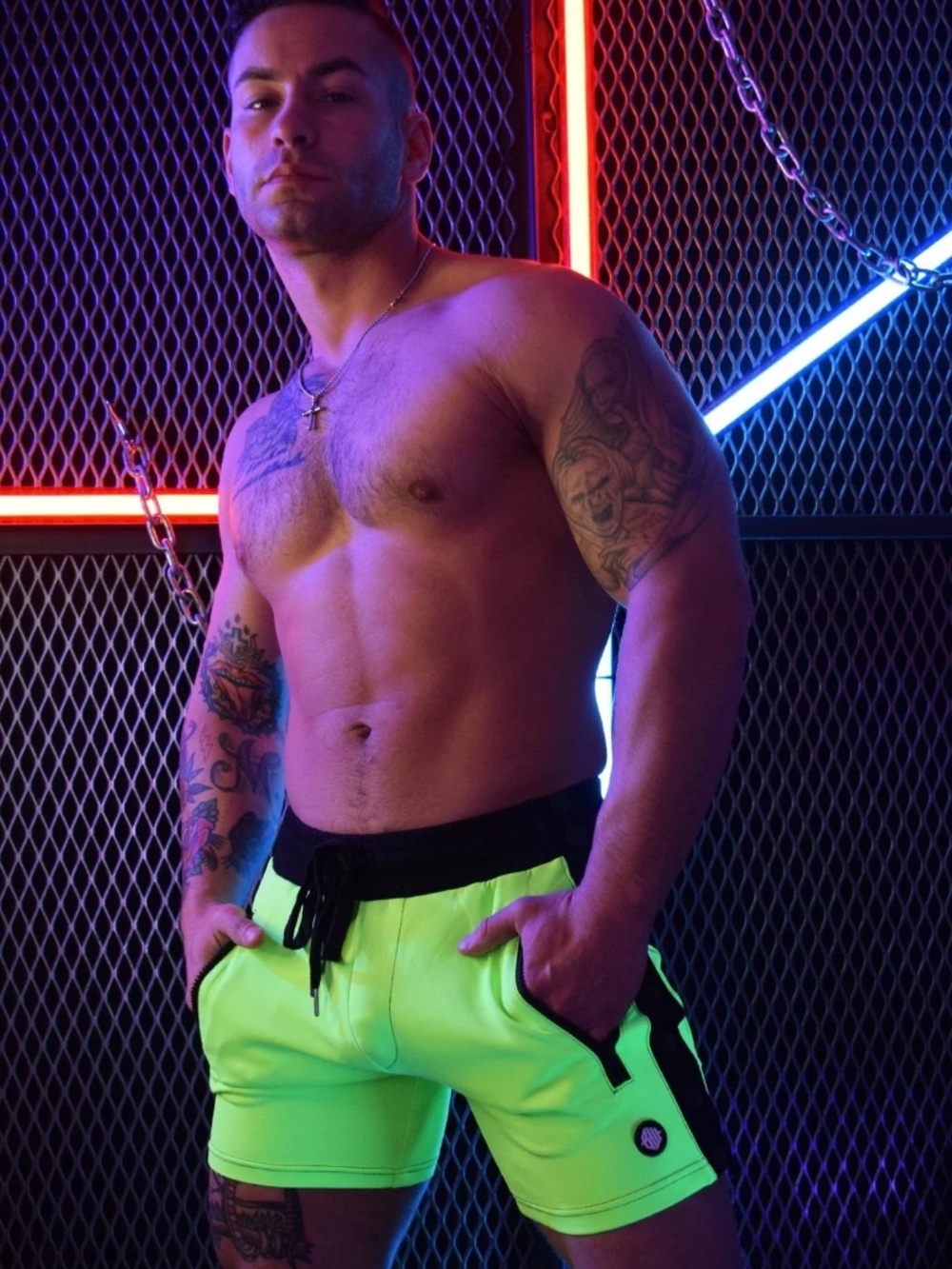 Breedwell Neon Green StripTease backpack shorts XL